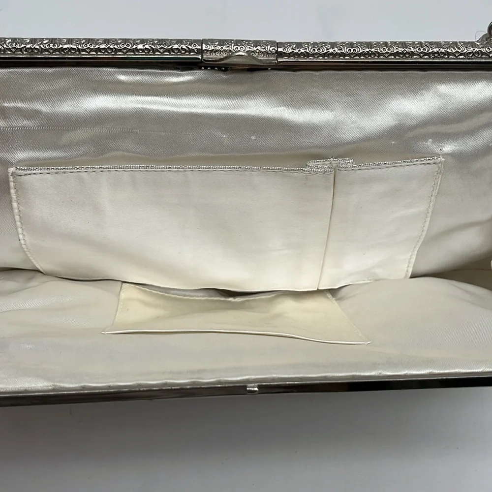 Unbranded Silver Beaded Small Wristlet Clutch